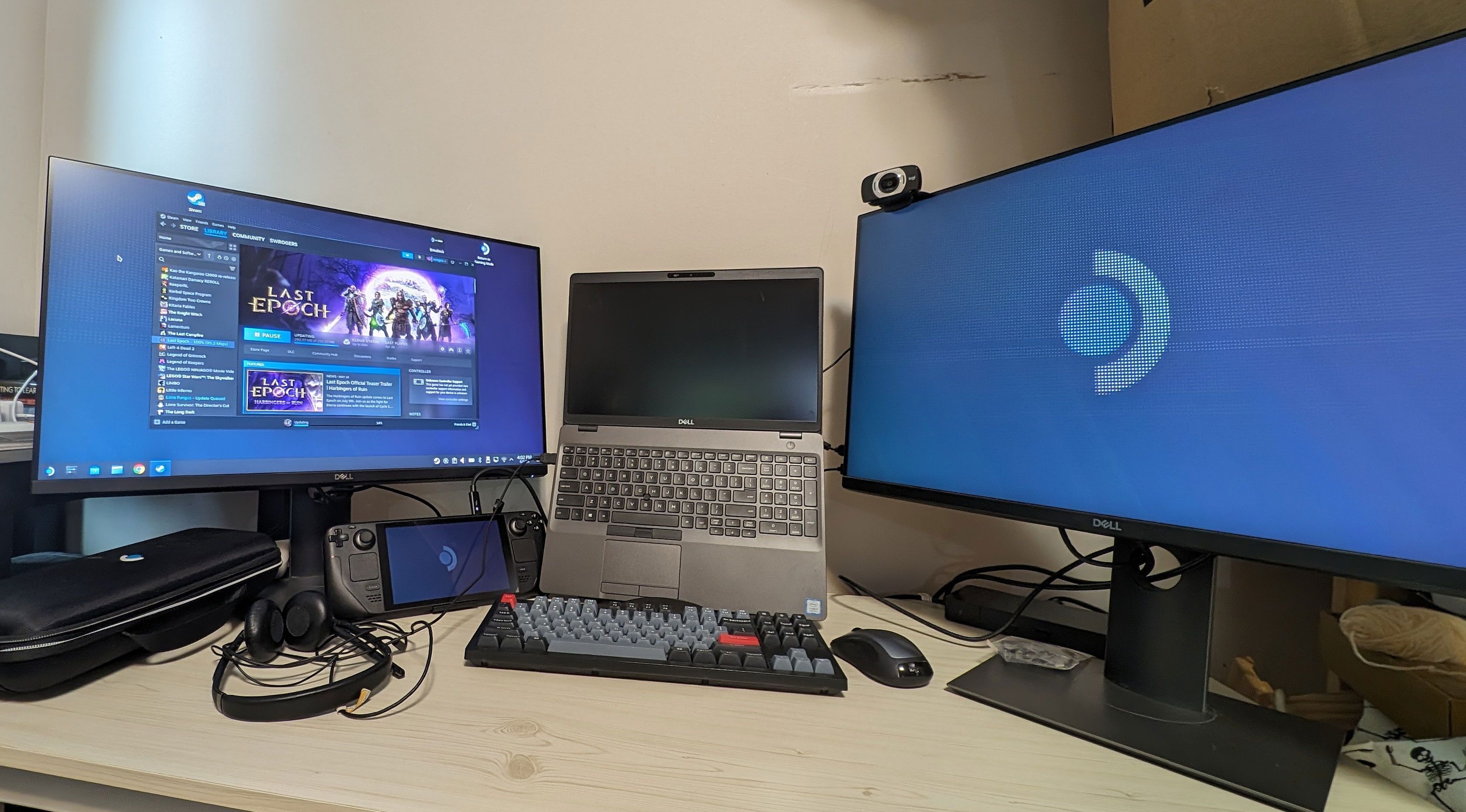 Cropped image of my work area, with the Steamdeck docked.